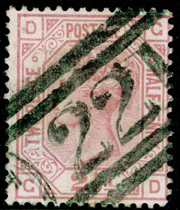 SG141, 2½d rosy mauve PLATE 6, USED. Cat £60. GD