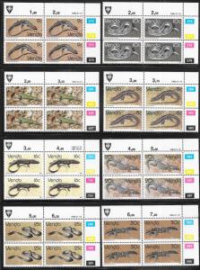 South Africa - Venda  #128-148*  Reptiles Margin Blks of 4 (MNH) CV $51.80