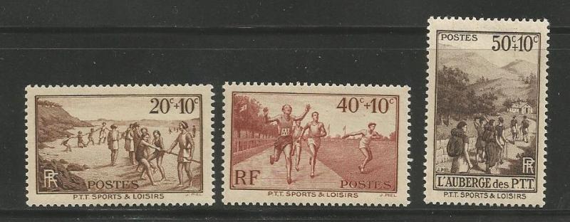 FRANCE B60-B62 MINT HINGED RECREATION SET 1937