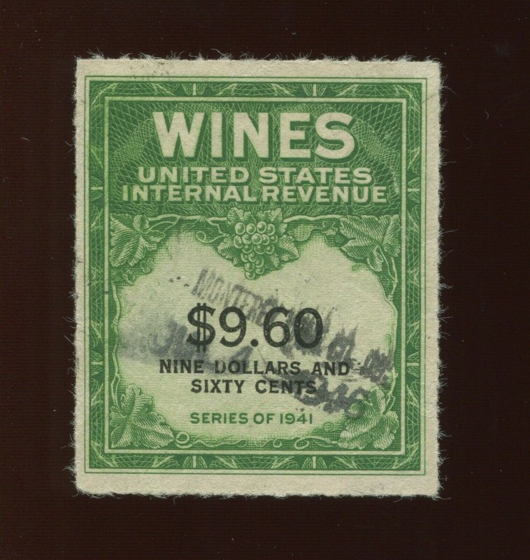 RE204 RARE Wines Revenue Used Stamp with Crowe Cert (Stock RE204 A1)
