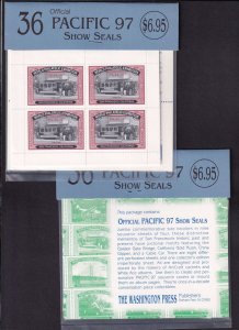 1997 Pacific '97 stamp show official seals NIP new package cinderellas MNH