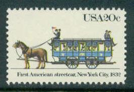 2059 20c First American Streetcar Fine MNH