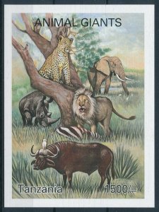 [110054] Tanzania 2003 Wild life cheetah lion rhino Souvenir Sheet MNH