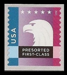 US 5015 Spectrum Eagle presorted first-class 25c violet coil single MNH 2015