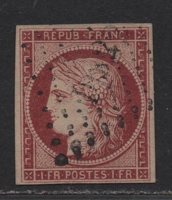 $France Sc#9 used/VF, 4 margins, fault free beauty, Cv. $725