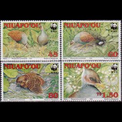 TONGA-NIUAFOU 1992 - Scott# 152-5 WWF-Birds Set of 4 NH