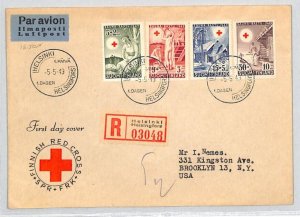 FINLAND 1949 FDC Illustrated RED CROSS Helsinki Registered First Day Cover RC112