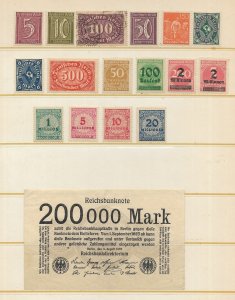 Germany 18 Different Inflation Stamps & 4 Inflation Banknotes Mint and Used