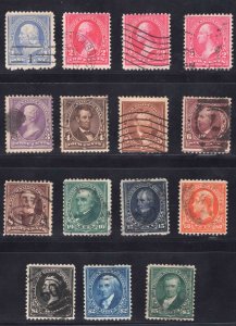 MOMEN: US STAMPS #264-276,277-278 SET USED LOT #78788