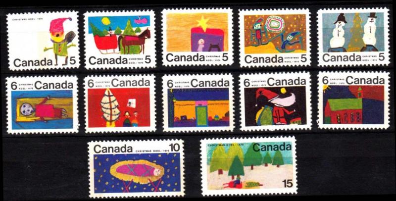 CANADA Sc# 519-530  CHRISTMAS 1970 Complete set of 12 stamps  1970  MNH  MINT
