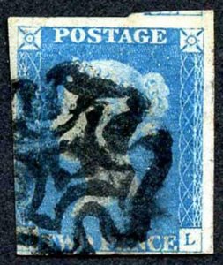 1840 2d Blue (QL) Stunning Colour Cancelled with a Black MX