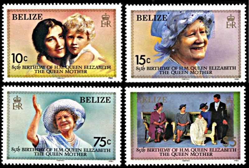 Belize 757-760, MNH, 85th Birthday of Queen Mother