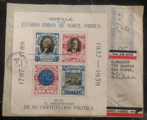 1938 Guatemala Souvenir First Day Cover FDC To Bronx NY USA Constitution homage