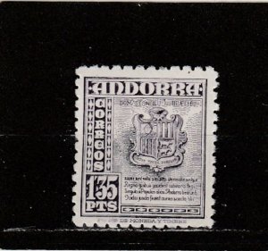 Andorra (Spanish Administration)  Scott#  47  MNH  (1948 Coat of Arms)