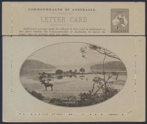 AUSTRALIA Lettercard 1913 Kangaroo 1d Lake St Clair Horseman. ACSC LC16(068).