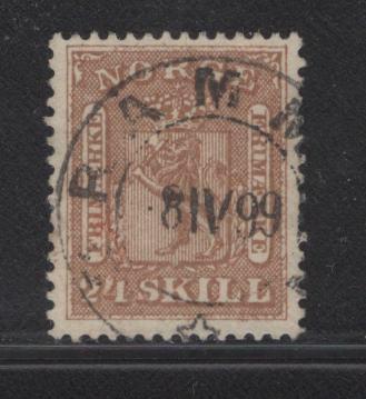 NORWAY  10  USED  1863 ISSUE