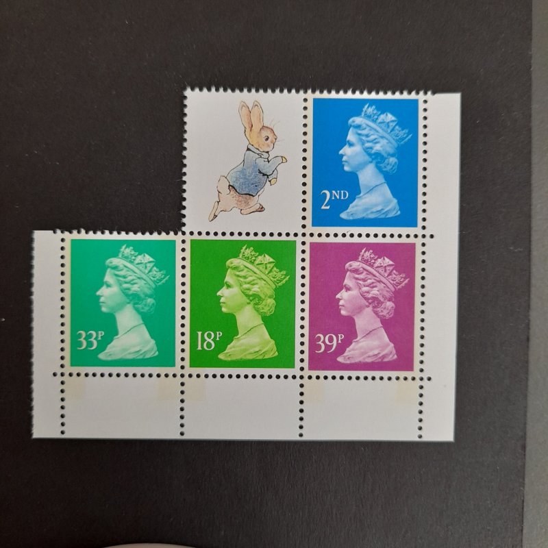 GB QEII 1993; SG1451aEb, X1012Ea, X1020, X1022 from Beatrix Potter bklt DX15 MNH