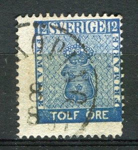 SWEDEN; 1858 early classic ' ore ' issue fine used Shade of 12ore. fair Postmark