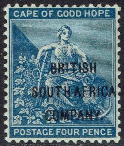 RHODESIA 1896 OVERPRINTED CAPE HOPE SEATED 4D