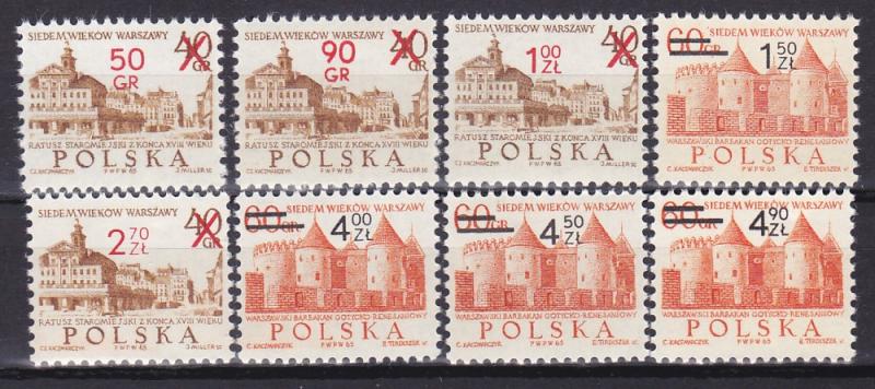 Poland 1919-26 MNH 1972 Surcharged Building & Artifacts Full Set Very Fine