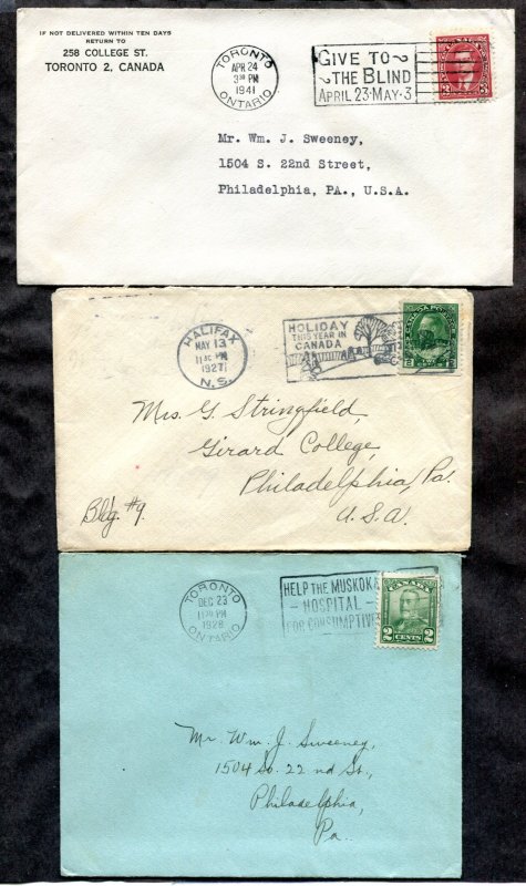 d381 - Canada Lot of (3) Covers with Slogan Cancels