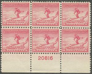 Scott 716 Block of 6 with PN 20816 MH