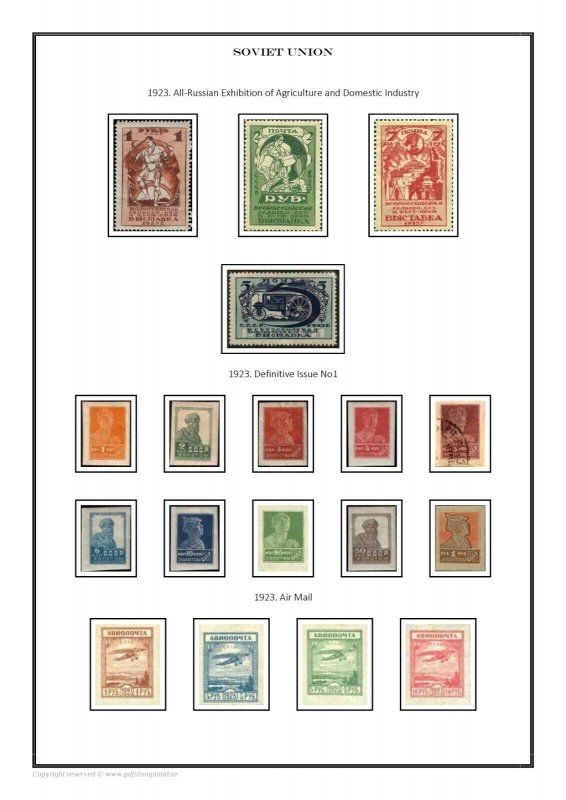 SOVIET UNION USSR RUSSIA 1923-1991 PDF (DIGITAL)  STAMP ALBUM PAGES