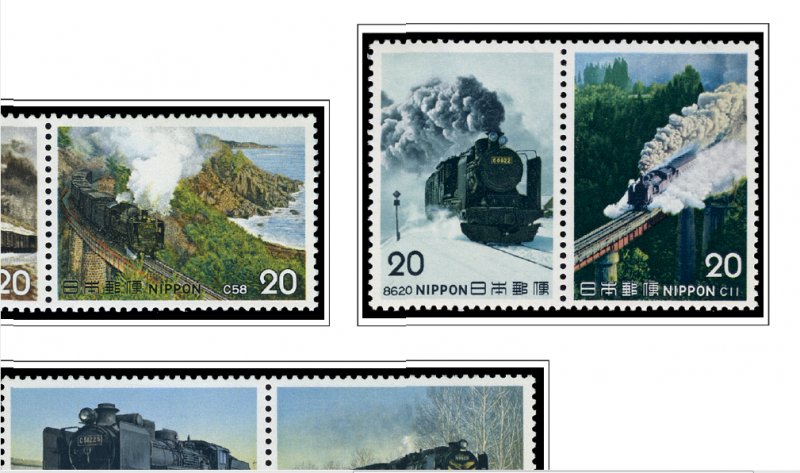 COLOR PRINTED JAPAN 1961-1980 STAMP ALBUM PAGES (82 illustrated pages)