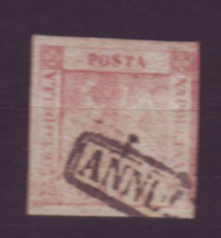 J22624 Jlstamps 1858  italian states two sicilies naples used #2 coat arms