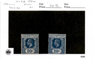 Mauritius, Postage Stamp, #193, 193a Mint Hinged, 1927 King George V