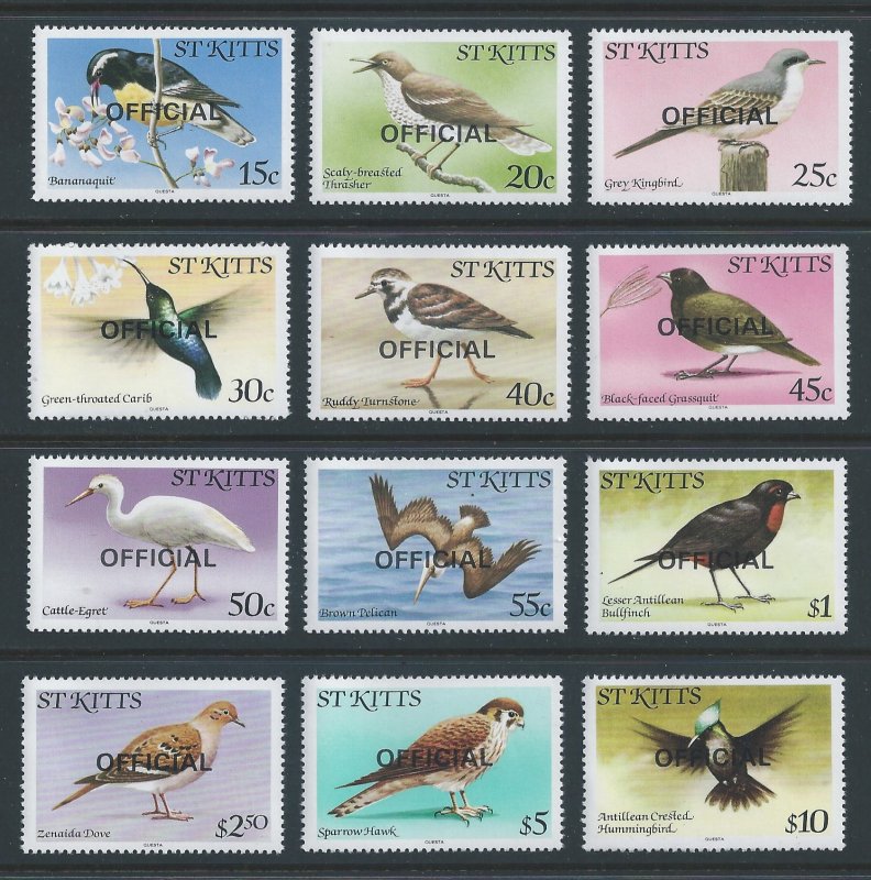 St. Kitts #O11-22 NH Bird Defins Ovptd. Official