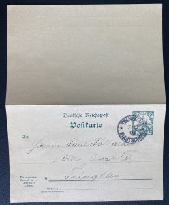 1899 Tsingtao China German Post Office Reply Stationery Postcard Cover