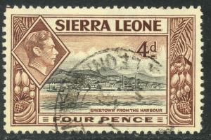 SIERRA LEONE 1938-44 KGVI 4d Freetown Harbor Pictorial Sc 178 VFU