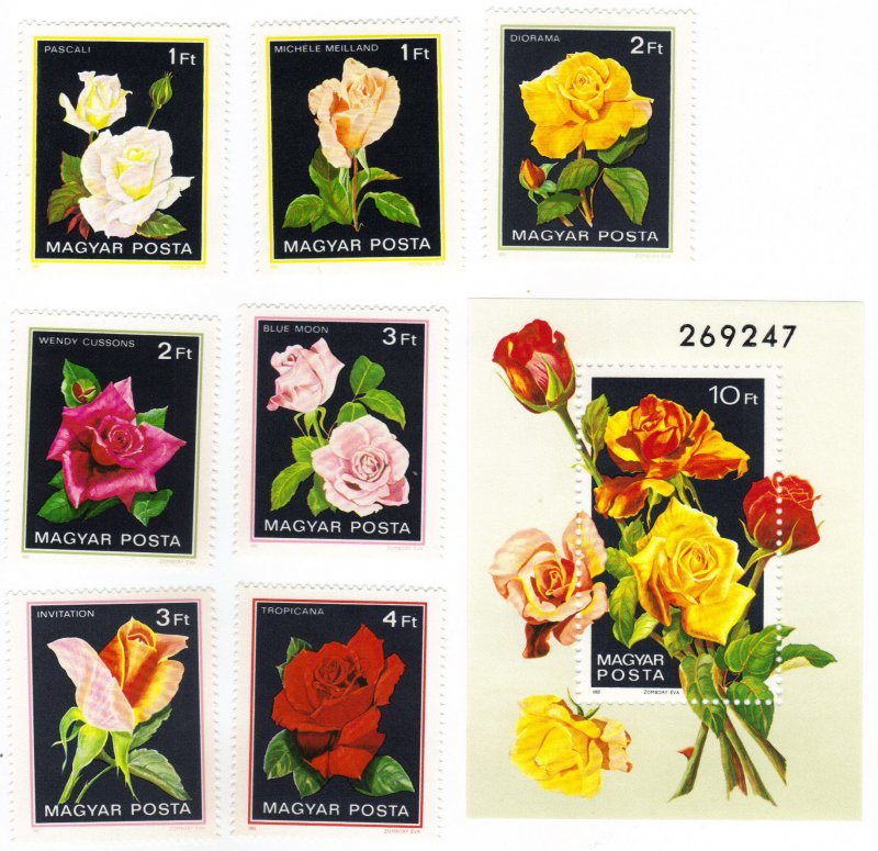 Hungary #2735-42 MNH: roses set+SS