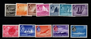 SINGAPORE SG38/49 1955-9 DEFINITIVE SET TO 50c MNH