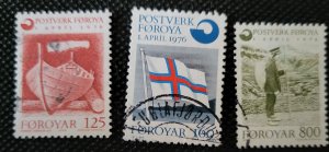 Faroe Islands, 1976, Post Office Independence set of 3,#21-23,used, SCV$2.95