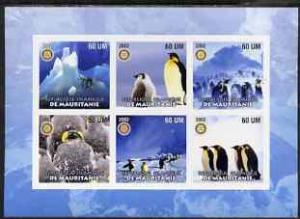 Mauritania 2002 Penguins #2 imperf sheetlet containing 6 ...