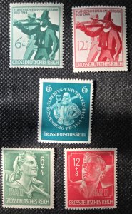 Germany, 1944, semi-postal, Soldiers & Labor Corps., #B278-82, MH,SCV$1.70
