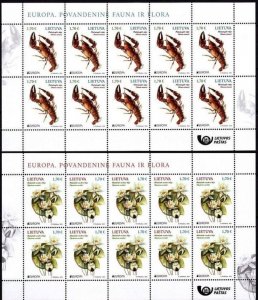 Lithuania 2024 Europa CEPT Underwater flora and fauna LP set of 2 sheetlets MNH