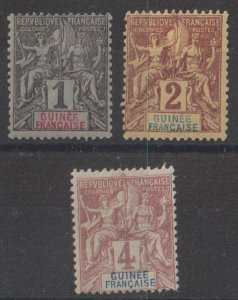 French Guinea SC 1, 2, 3 Mint Hinged