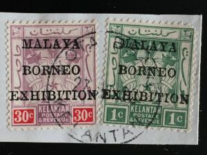 Malaya 1922 Kelantan MBE opt 1c & 30c on paper SG#37 & 32 CV£135 M2197