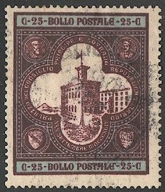 SAN MARINO  1894 Sc 29  Used VF 25c - Palace Building