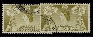 BERMUDA QEII SG135 + 135a, ½d SHADE VARIETIES, FINE USED.