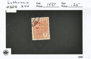 LITHUANIA #296, USED ON 102 CARD - 1937 - LITH073