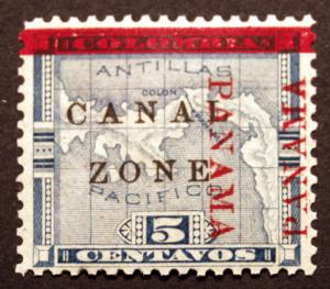 Canal Zone #12 5c Blue 1904 MLH Stunning Shift Error