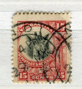 TANGANYIKA; 1922-24 GV Giraffe pictorial issue fine used Shade of 15c. value