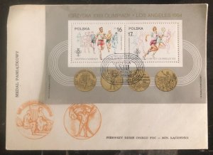 1984 Warsaw Poland Souvenir Sheet First Day Cover FDC Olympic Games