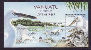 Vanuatu-Sc#918a-Unused NH sheet-Birds-Reef Heron-2007-