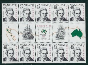 Vanuatu 478a MNH 1988 Capt Cook sheet of 10 with labals (fe8711)