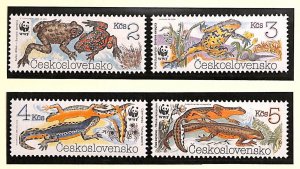 Czechoslovakia WWF World Wild Fund for Nature MNH stamps Toads Newt
